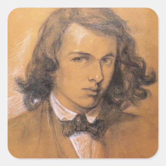 Dante Gabriel Rossetti - Zelfportret Vierkante Sticker (Voorkant)
