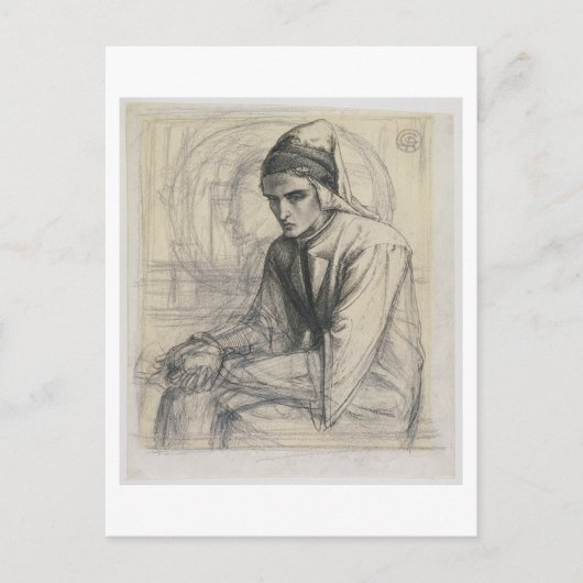 Dante in Meditation Holding a Pomegranate, c.1852 Briefkaart (Voorkant)