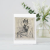 Dante in Meditation Holding a Pomegranate, c.1852 Briefkaart (Staand voorkant)