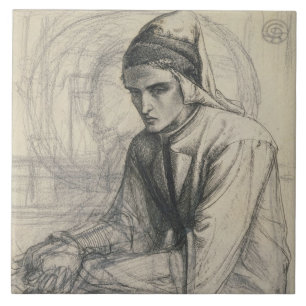 Dante in Meditation Holding a Pomegranate, c.1852 Tegeltje