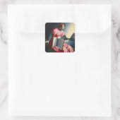 Dante met boek- vagevuur vierkante sticker (Tas)