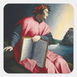 Dante met boek- vagevuur vierkante sticker