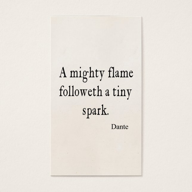  Dante Mighty Flame Tiny Spark Quotes Visitekaartje (Voorkant)
