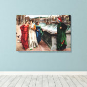 Dante ontmoet Beatrice in Florence. Canvas Afdruk (Insitu (Houten vloer))
