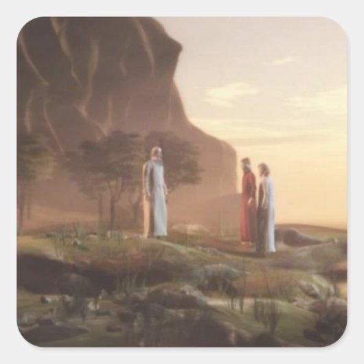 Dante & Virgil ontmoeten Cato in het vagevuur Vierkante Sticker (Voorkant)