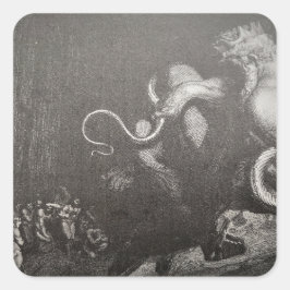 Dante & Virgil ontmoeten Minos en zijn staart - In Vierkante Sticker