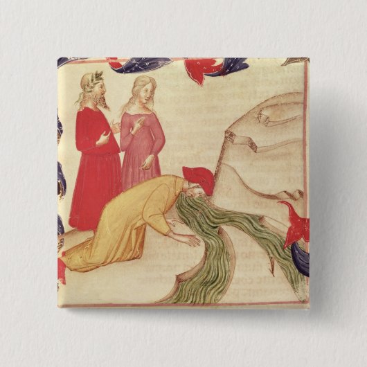 Dante zuivert zichzelf voordat ze binnenkomt vierkante button 5,1 cm (Voorkant)