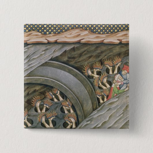 Dante's Inferno met commentaar Vierkante Button 5,1 Cm (Voorkant)