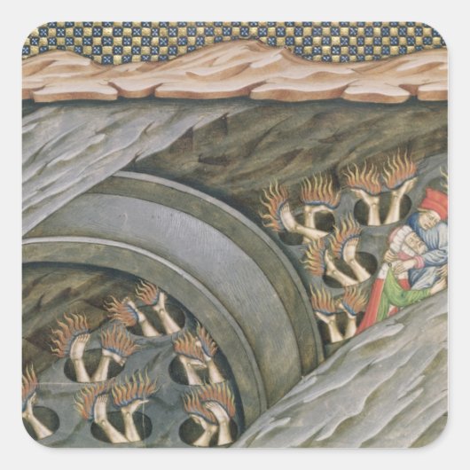 Dante's Inferno met commentaar Vierkante Sticker (Voorkant)