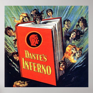 Dante's Inferno Retro Horror Boek Art Poster