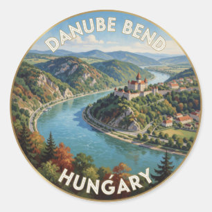 Danube-bocht Visegrad Hongarije Reis Landschap Ronde Sticker