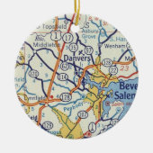 Danvers MA  Map Keramisch Ornament (Voorkant)