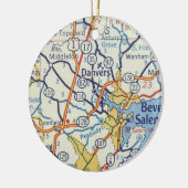 Danvers MA  Map Keramisch Ornament (Links)