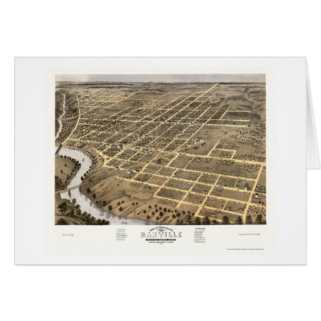 Danville, IL Panoramic Map - 1869 (Voorkant Horizontaal)
