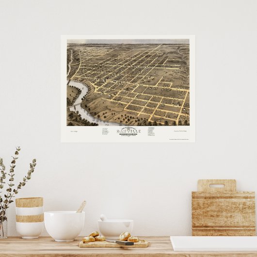 Danville, IL Panoramic Map - 1869 Poster (Keuken)