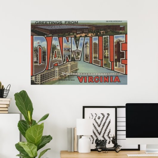 Danville, Virginia - Large Letter Scenes Poster (Thuiskantoor)