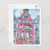 Danzig Gdansk Polen Travel Waterverf Sketch Briefkaart (Voorkant / Achterkant)