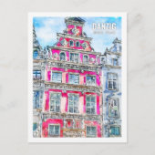 Danzig Gdansk Polen Travel Waterverf Sketch Briefkaart (Voorkant)