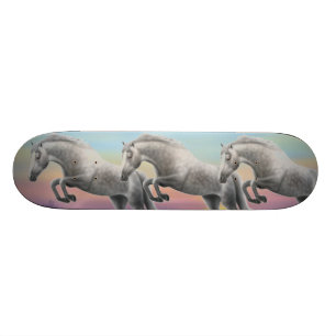 Dapapped Gray Horse Jumping Skateboard