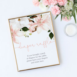 Daperbord baby shower druppelroze florale flacon poster