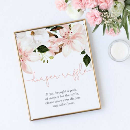 Daperbord baby shower druppelroze florale flacon poster