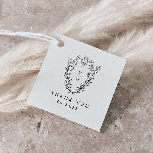 DAPHNE Bloemen Zwart Wit Eenvoudige Huwelijk Dank  Bedankjes Labels