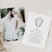 DAPHNE Classic Zwart Wit Bloemen Fotobruiloft Kaart