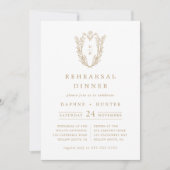 DAPHNE Crest Wit Goud Eenvoudige repetitie Diner Kaart (Voorkant)