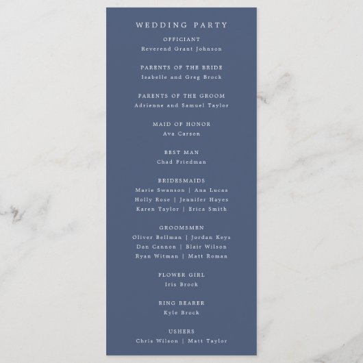 DAPHNE Donkerblauw Botanische Minimalistische Mari Programmakaart (Achterkant)