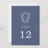 DAPHNE Donkerblauw Minimale Trouwtafel Nummers Kaart (Voorkant)