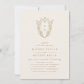 DAPHNE Eenvoudige Botanische  Cream Gold Wedding Kaart (Voorkant)