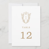 DAPHNE Eenvoudige Gouden Witte Trouwtafel Nummers Kaart (Voorkant)