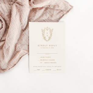 DAPHNE Elegant Cream Gold Formal Wedding RSVP Kaar Kaartje