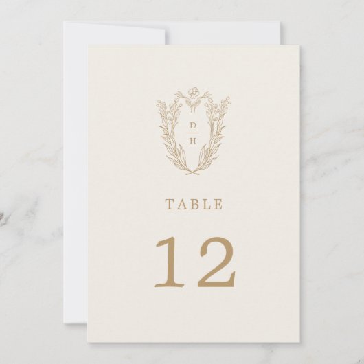 DAPHNE Elegant Cream Gold Trouwtafelnummers Kaart (Voorkant)