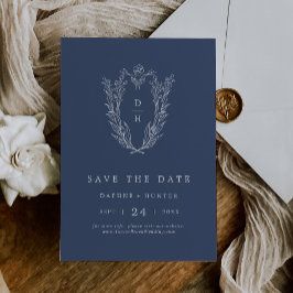 DAPHNE Elegant Donkerblauw Minimal Simple Wedding Save The Date