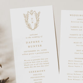 DAPHNE Elegant Goud Wit Classic Fancy Huwelijk Programmakaart