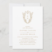 DAPHNE Elegant Goud Wit Classic Fotobruiloft Kaart (Voorkant)