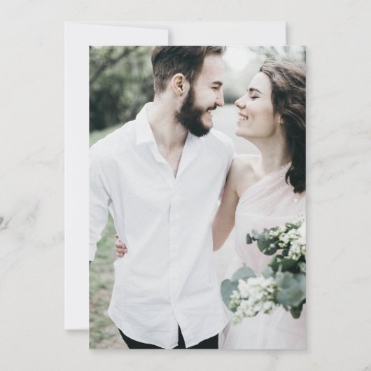DAPHNE Elegant Goud Wit Classic Fotobruiloft Kaart (Achterkant)