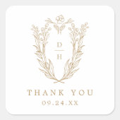 DAPHNE Elegant Goud Wit Classy bruiloft Dank u Vierkante Sticker (Voorkant)