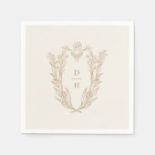 DAPHNE Elegante Crème Goud Formele Klassieke Huwel Servet (Voorkant)