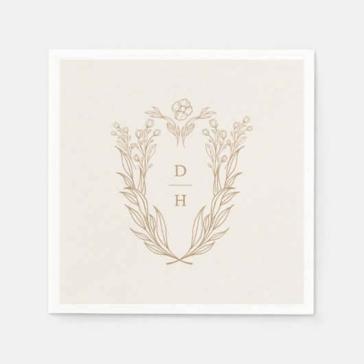 DAPHNE Elegante Crème Goud Formele Klassieke Huwel Servet (Voorkant)