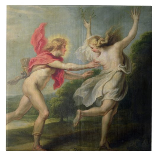 Daphne en Apollo (olie) Tegeltje (Voorkant)