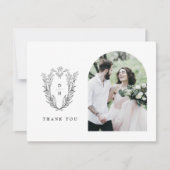 DAPHNE Flat Zwart Wit Minimalistische Fotobruiloft Bedankkaart (Voorkant)