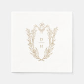 DAPHNE Floral Goud Wit Chic Classy Crest Wedding Servet (Voorkant)