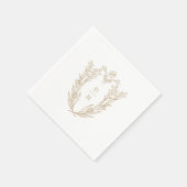DAPHNE Floral Goud Wit Chic Classy Crest Wedding Servet (Hoek)