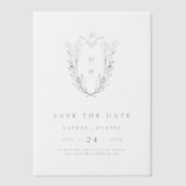 DAPHNE Floral Monogram Black Wedding Save The Date Vellum Uitnodigingen (Voorkant)