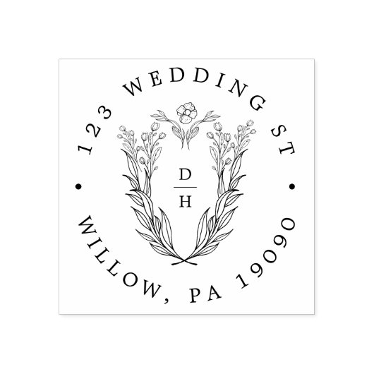 DAPHNE Floral Rubber Wedding Retour Adres Stempel (Afrduk)