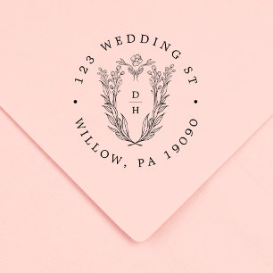 DAPHNE Floral Rubber Wedding Retour Adres Stempel