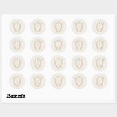 DAPHNE Formal Cream Gold Classic Wedding Monogram Ronde Sticker (Vel)