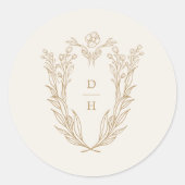DAPHNE Formal Cream Gold Classic Wedding Monogram Ronde Sticker (Voorkant)